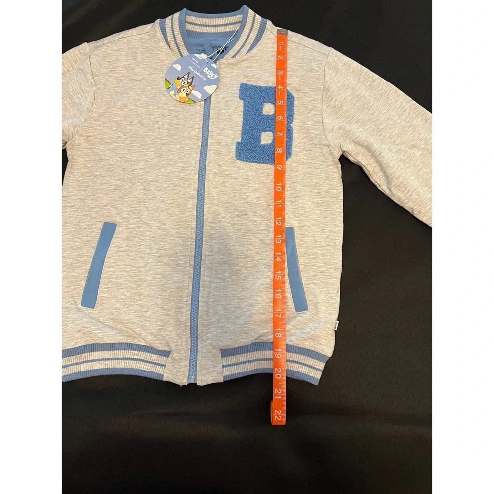 Little Sleepies Bluey Play Collection Varsity Jacket Grey Blue Size 8 NWT‎